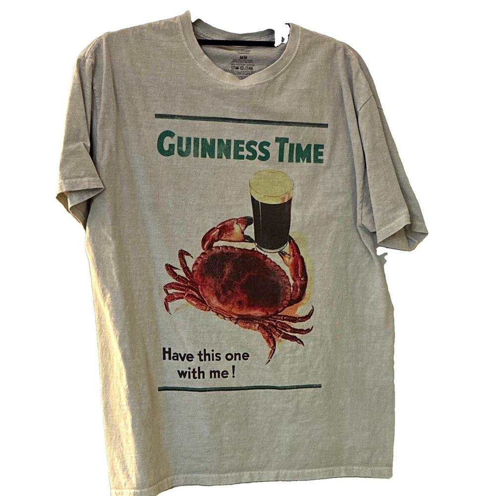 Guinness Beer Graphic Shirt Mens Medium Gray Crab Have This One With Me Bar Tee
